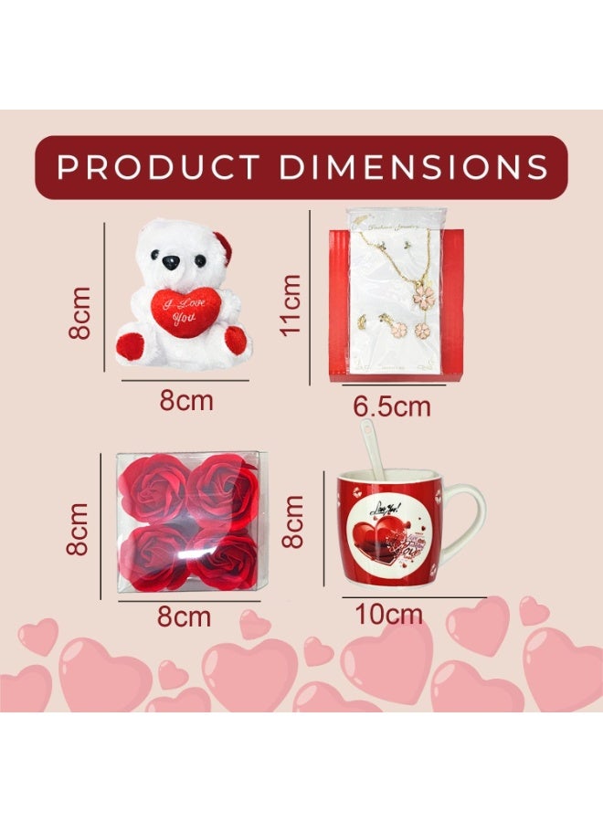 المنزل الذكي مجموعة هدايا عيد الحب من هوم سمارت - كوب حب سعة 200 مل مع وردة ودبدوب ومجوهرات. هدية مثالية للصديق أو الزوجة أو الزوج. مناسبة لعيد الحب والذكرى السنوية وأعياد الميلاد. - Image 2